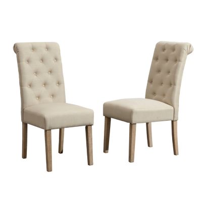 Set of 2 Solid Wood Tufted Parsons Dining Chair