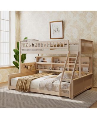 Twin XL over Bunk Bed with Shelving, Lights & Pegboard