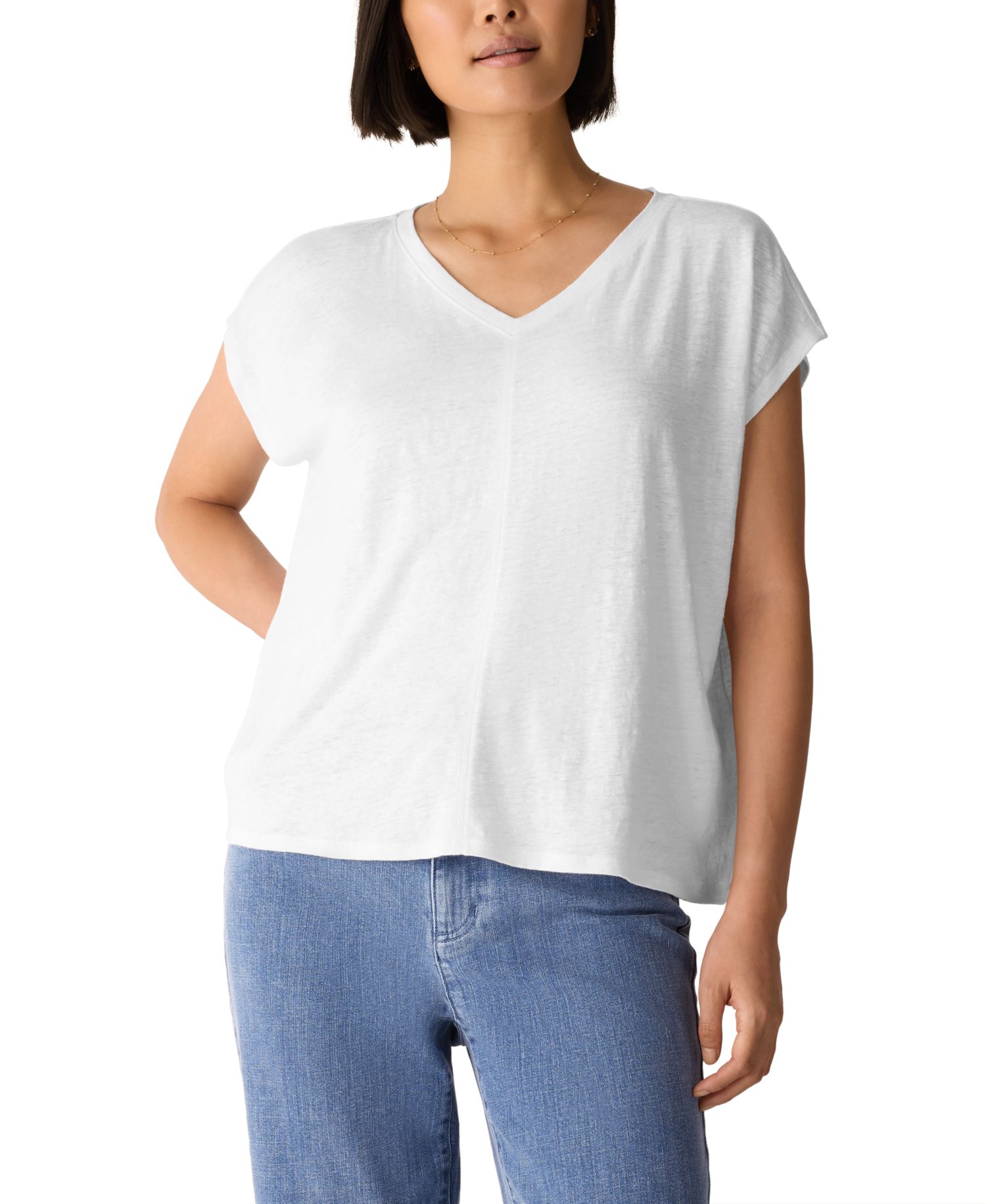 Women's & Plus Size Jersey V-Neck Square T-Shirt
