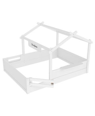 Full Size Floor Bed with Guardrails, Roof, Tray & Signboard