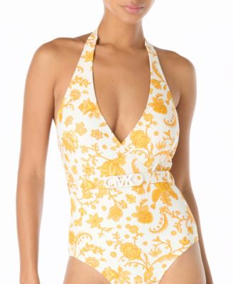Women's Halter Neck Printed One-Piece Swimsuit