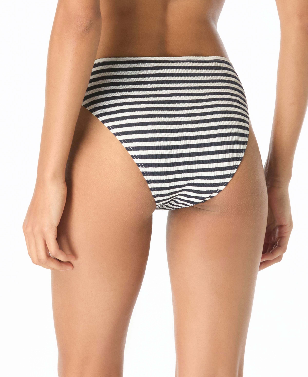 Michael Kors Women's Pull-On Striped High-Leg Bikini Bottoms