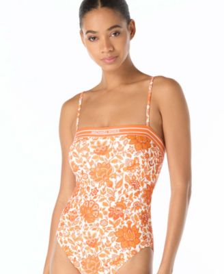 Women's Bandeau Neck Printed One-Piece Swimsuit