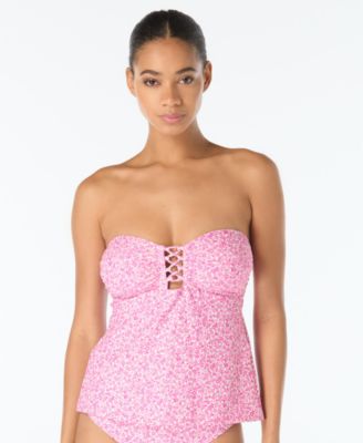 Michael Kors Women's Lace-Up Bandeau Neck Tankini Top