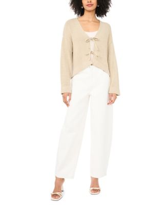 Women's Tie-Front Long-Sleeve Cardigan