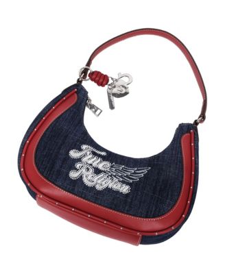 Wing Motif Hobo Bag with Trim