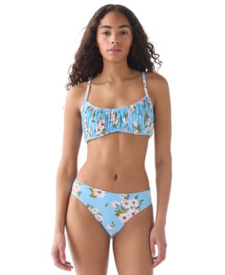 Women's Straight Neck Shirred Bralette Top