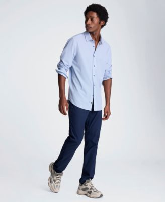 Men's Slim Fit Point Collar Button-Down Shirt