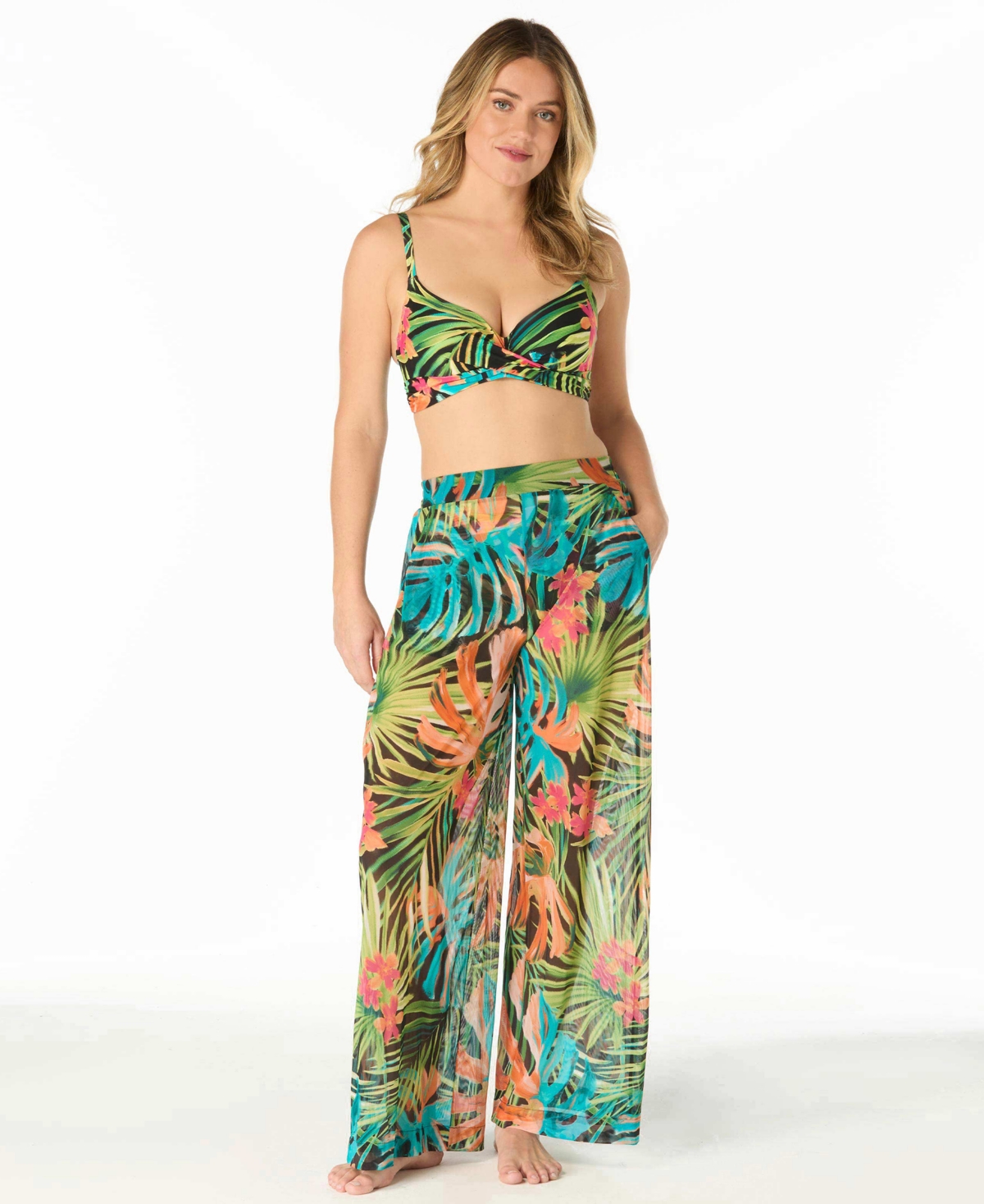 Coco Reef Women's High-Waist Wide-Leg Mesh Cover-Up Pants