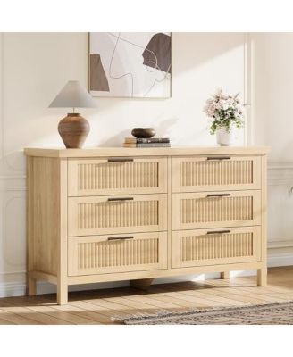 Fluted Dresser for Bedroom, 28.8'' Tall Chest of Drawers with 6 Storage Drawers, Modern Wood Clothing Organizer Cabinet