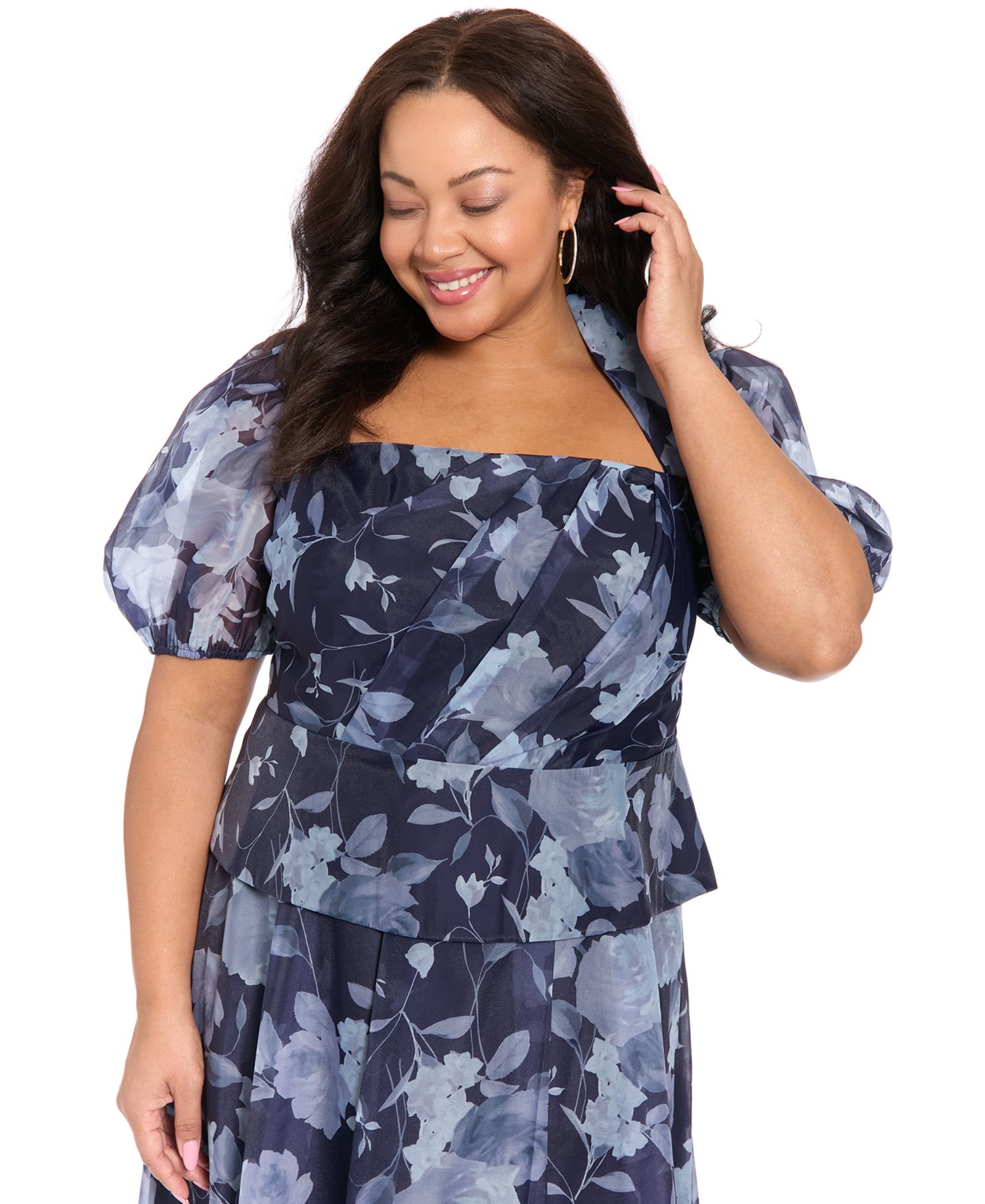 Plus Size Square Neck Short-Sleeve Top