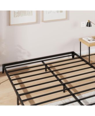 6 Inch Queen Metal Platform Bed Frame Modern Design Steel Slats Noise Free Easy Assembly No Box Spring Matte