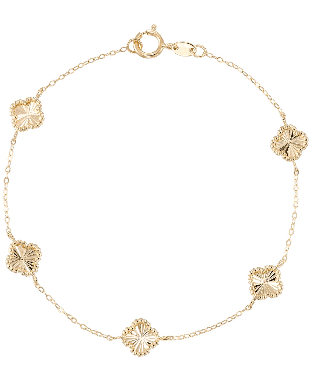 Украшения Macy's Textured Clover Link Bracelet in 10k Yellow Gold — фото 1