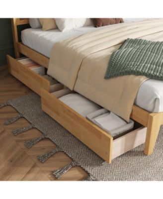 King Bed Rattan Headboard, Storage Drawers