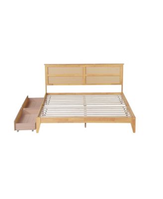 King Bed Rattan Headboard, Storage Drawers
