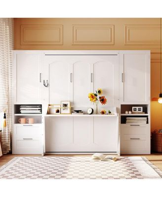 Murphy Bed with Closet, Drawers, and Shelves