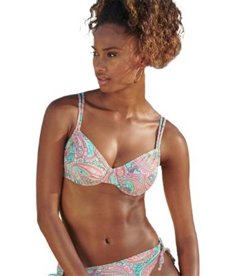 Women's Paisley Print Underwire Bikini Swimsuit Top Bra Sizing