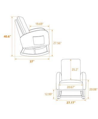 27.2"W Rocking Chair for Nursery, Polyester Glider with High Back & Side Pocket