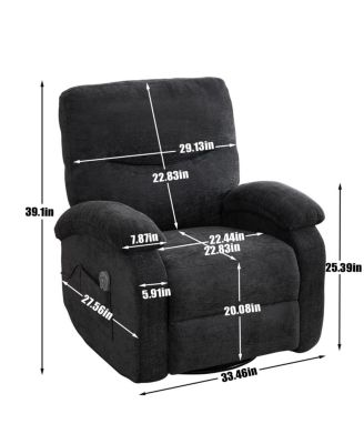 Hot massage manual lounge chair with rocker arms, rotating fabric, cup holder