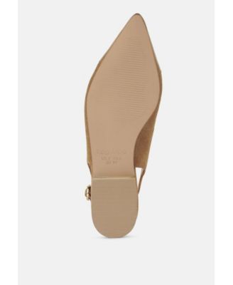 Rag and Co Womens Uwaha Genuine Leather and Real Suede Slingback Flats