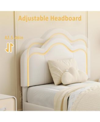  Smart Led Bed Frame Faux Leather Headboard Platform Kids Wooden Slats No Box Spring  With Drawer