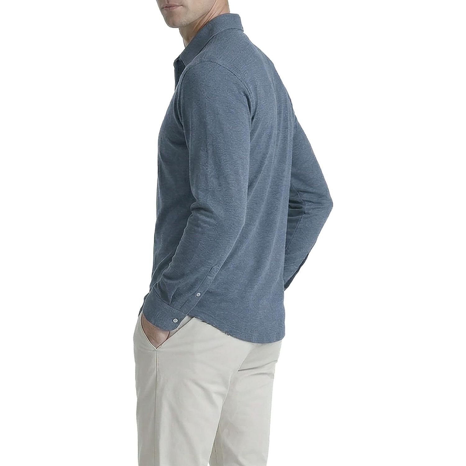 Men's Office-Leisure Collection Melange Seamless Long Sleeve Shirt