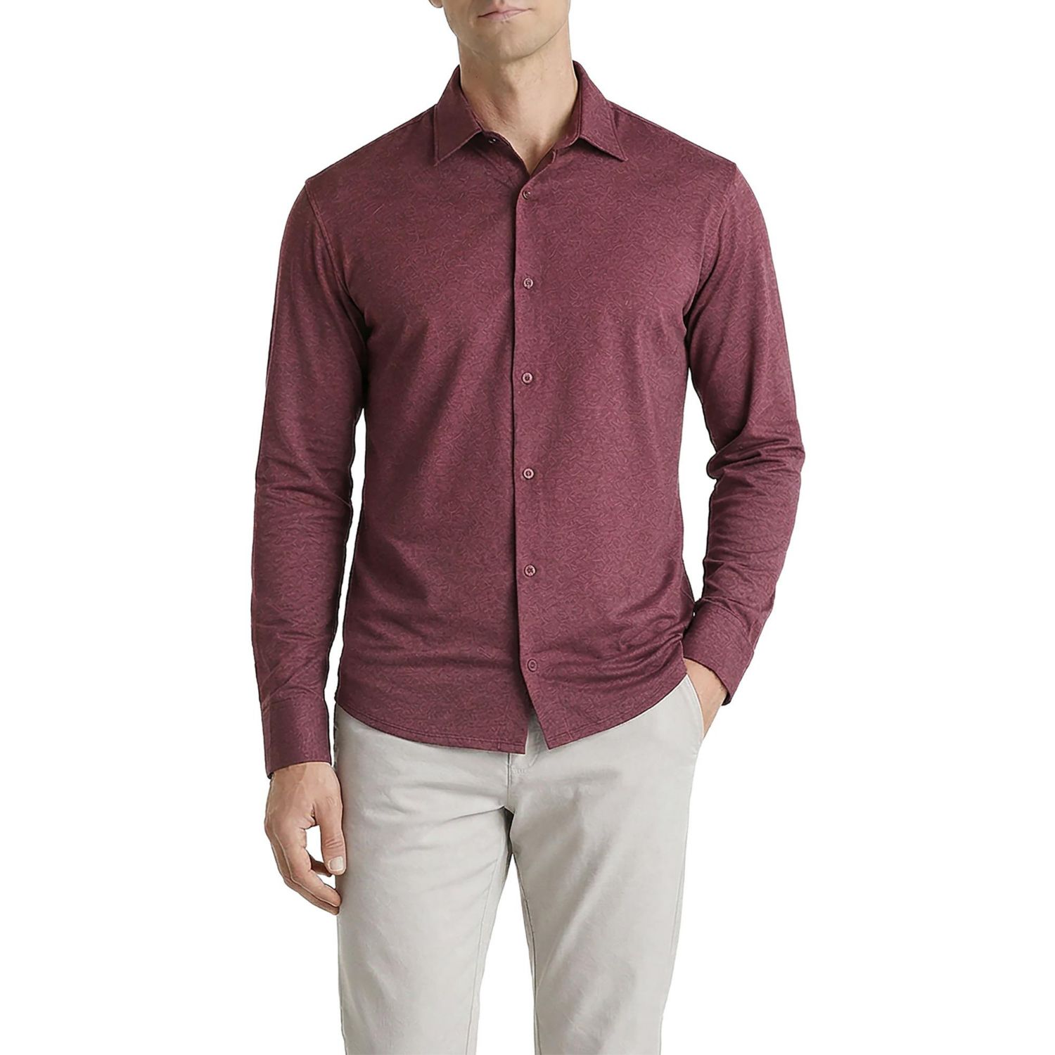Men's Office-Leisure Collection Melange Seamless Long Sleeve Shirt