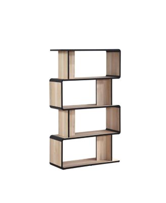 Nathan Wooden Display Book Shelf Bookcase – Shelving Rack Unit Organizer, Oak/Black