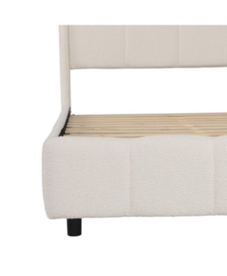 King Boucle Platform Bed with Curved Headboard