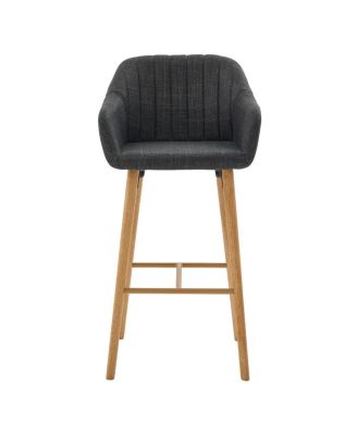 Streamdale  Furniture Modern Linen Bar Stools Set of 2 with Back & Armrest