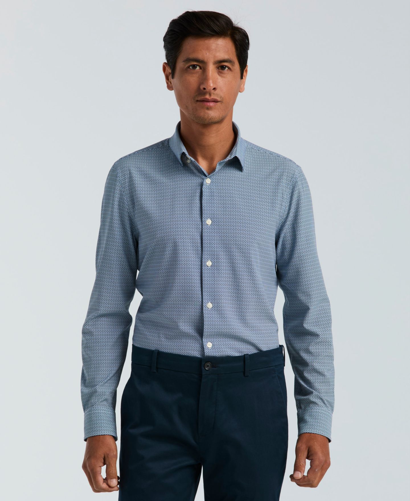 Мужская рубашка Perry Ellis Slim-Fit Mini Geometric Print, цвет: Тёмный сапфировый — фото 1