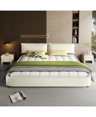 King Size Cloud Bed Frame with Padded Movable Headboard, Chenille Upholstered