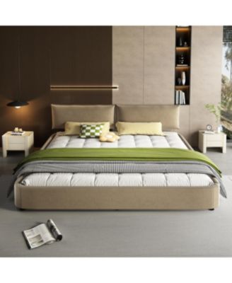 King Size Cloud Bed Frame with Oversized Padded Movable Headboard