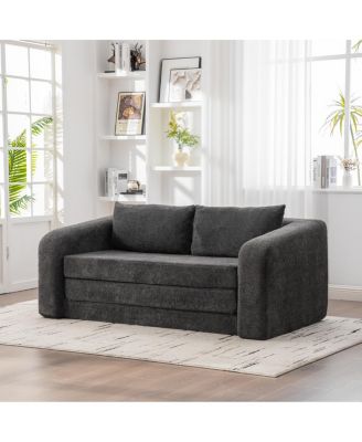 2-in-1 Pull Out Loveseat Sofa Bed with Pillows, Convertible Cloud Mattress