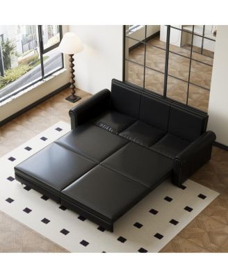 Chesterfield Pull Out Sofa Bed, Faux Leather Convertible Sleeper
