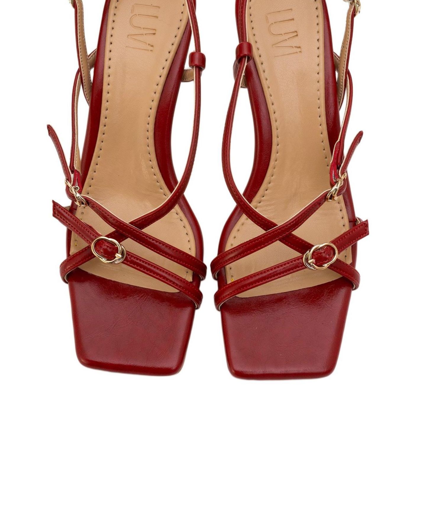 Женские сандалии Prologue Shoes Chaka Square Toe Stiletto, цвет: Красный — фото 4