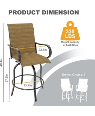 2 Piece Outdoor Swivel Bar Chairs, Patio High Swivel Bar Stools, All Weather High Back and Armrest Patio Chairs, Outdoor Rotating Chair