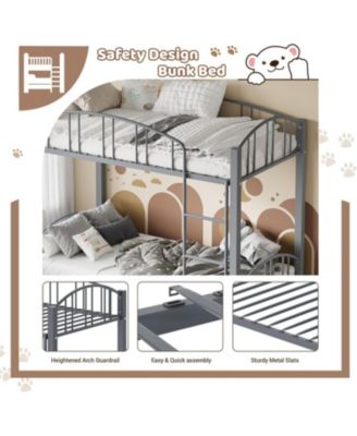 Metal Bunk Bed Stairs and Arched Guardrail Metal Slat Support Space Saver No Box