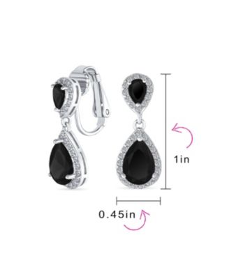 Classic Cocktail Pave Halo Cubic Zirconia CZ Double Solitaire Teardrop Dangle Earrings