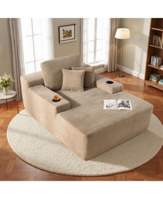 Chaise Lounge Chair, Oversized Plush Upholstered Boneless Sofa Bed, Deep Seat Sleeper Cloud Couch for Living Room, No Assembly Required
