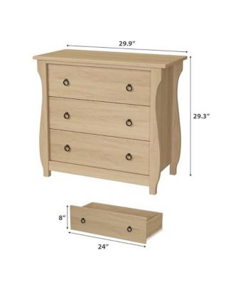 3 Drawer Dresser, Modern Dresser for Bedroom, Chest of Drawer with Metal Ring Pull Handles