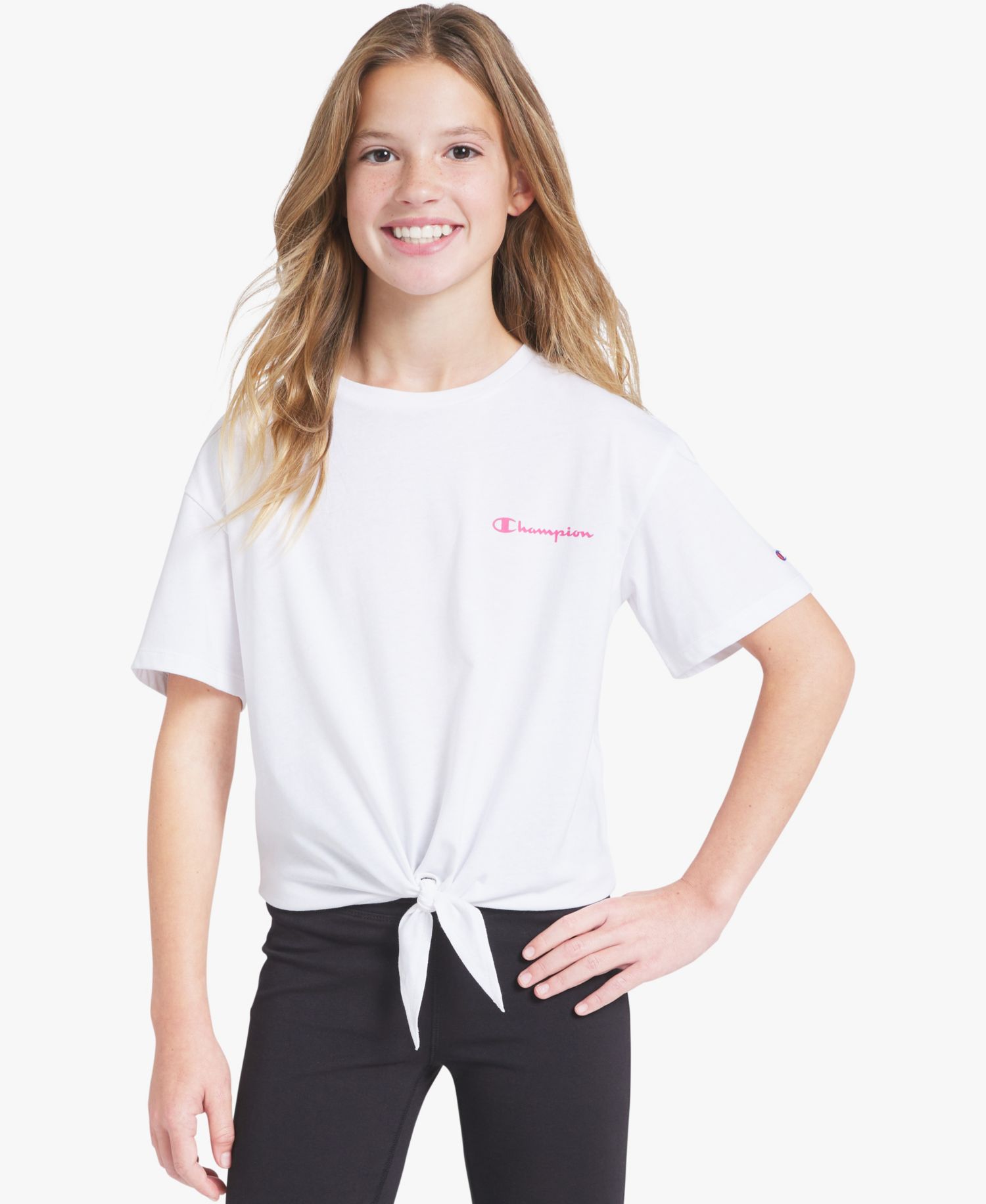 Girls' 7-16 Tie-Front Short-Sleeve Tee Shirt
