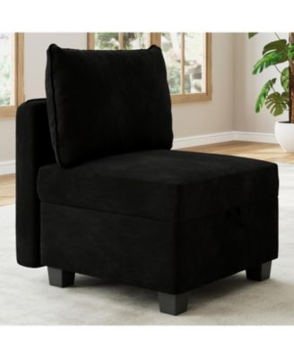 Modular Sectional Sofa with Large Storage Three Seat Couch with Three Ottomans U Shaped Velvet Upholstery Modular Living Room