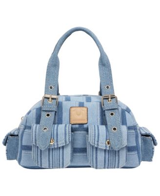 Multi Stripe Soft Satchel – Mini Handbag with Utility Pockets