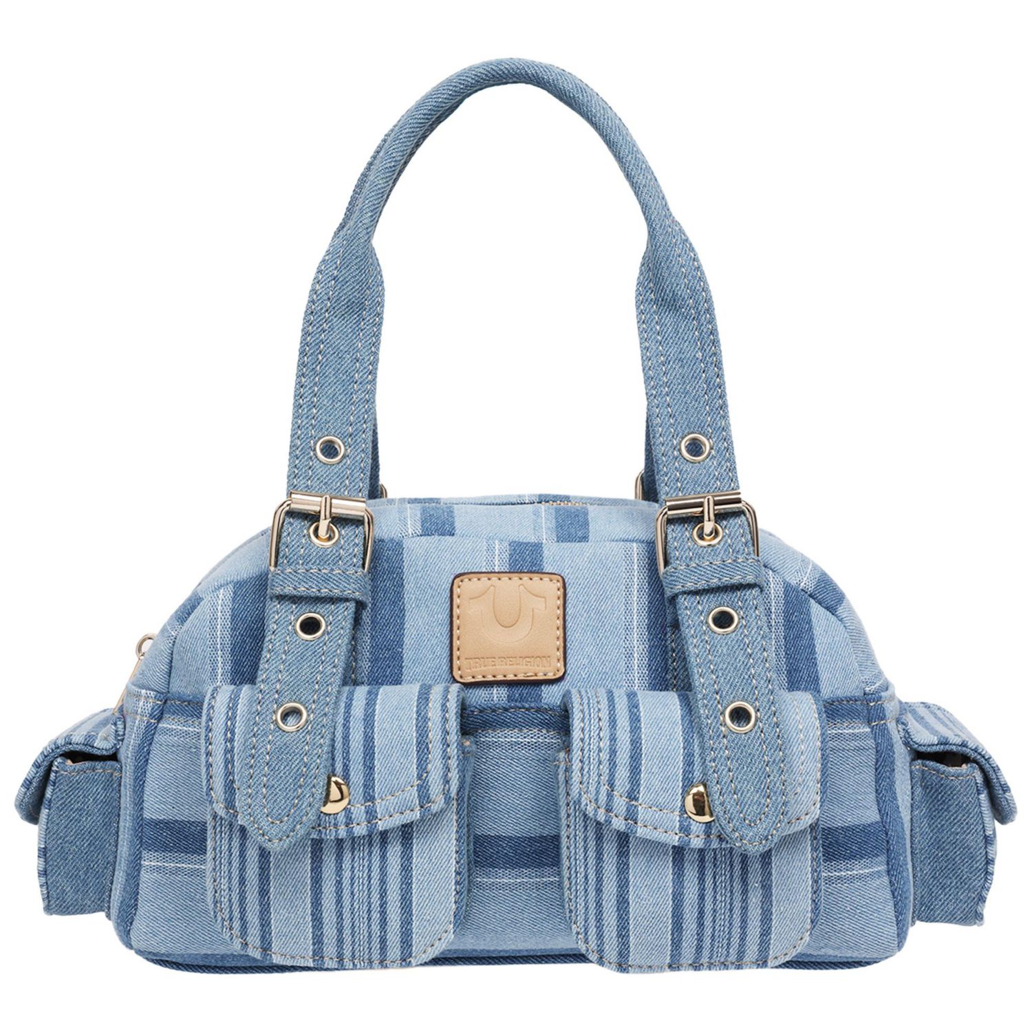 Multi Stripe Soft Satchel - Mini Handbag with Utility Pockets