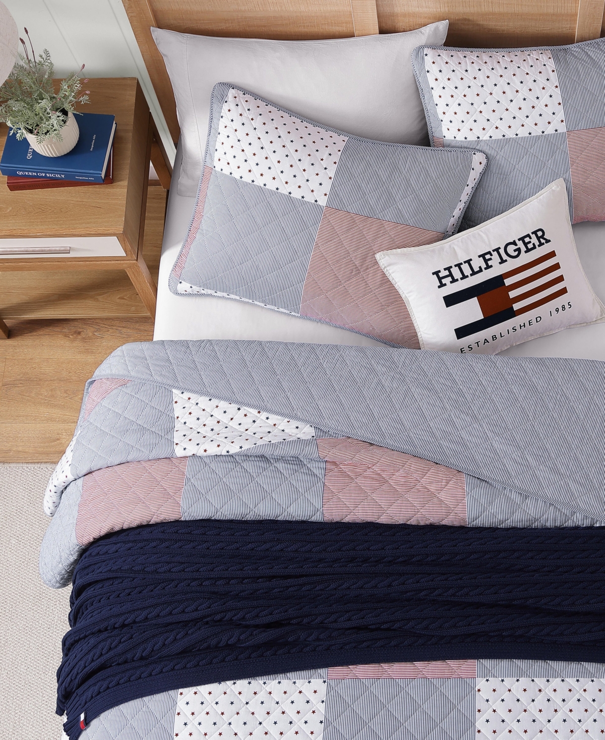 Tommy Hilfiger Ithaca Americana Patchwork Cotton Reversible -Pc. Quilt Set
