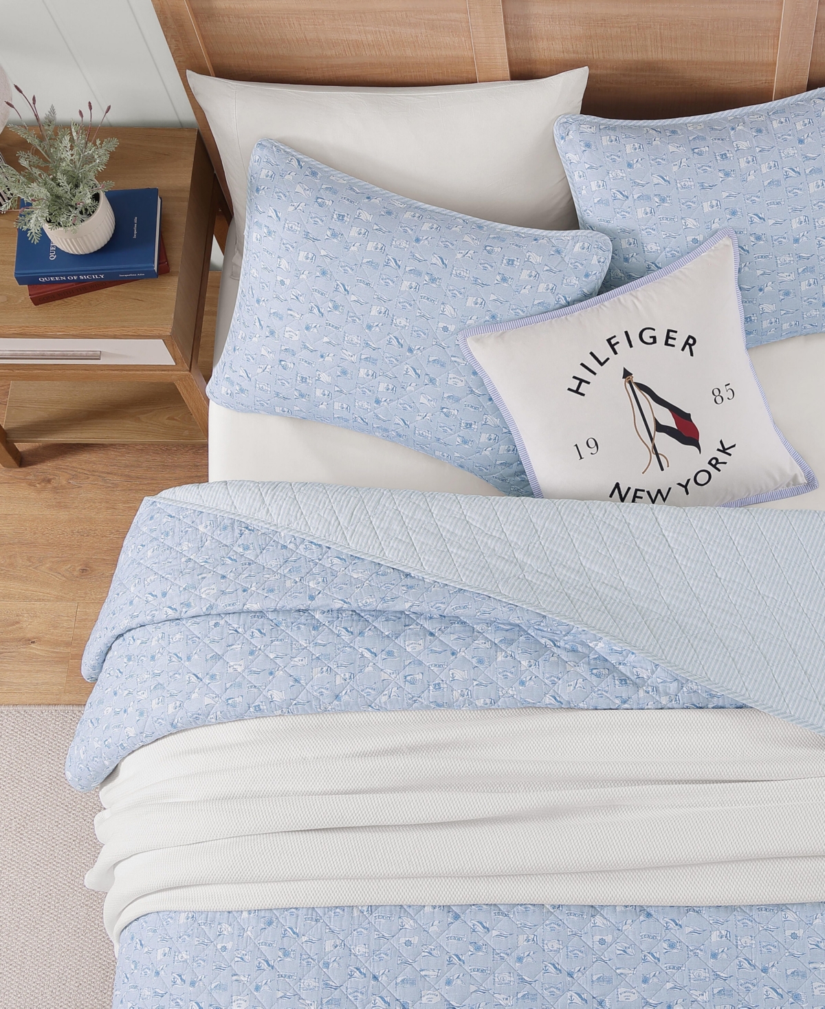 Tommy Hilfiger Boating Flags Cotton Reversible -Pc. Quilt Set