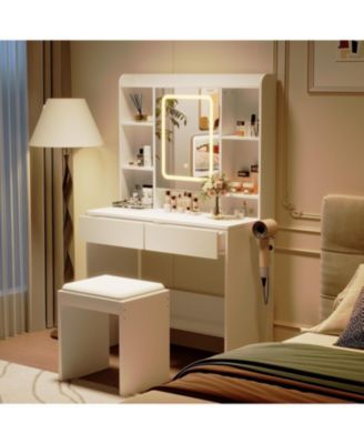 Lighted Makeup Vanity Desk with USB Ports