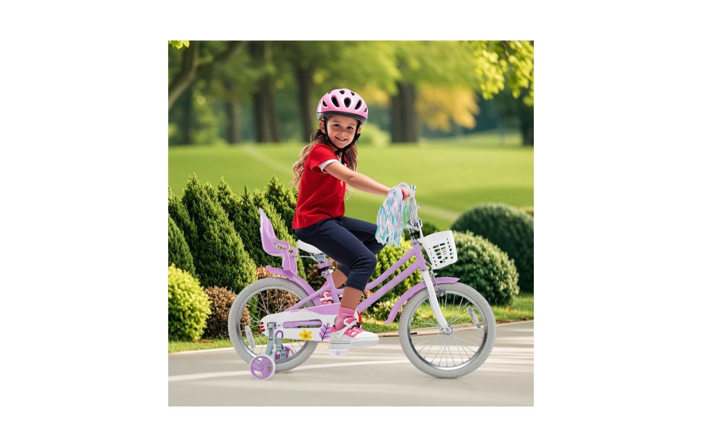 Детская игрушка HONGGE Girls Bike with Doll Seat and Streamers, цвет: Фиолетовый — фото 2