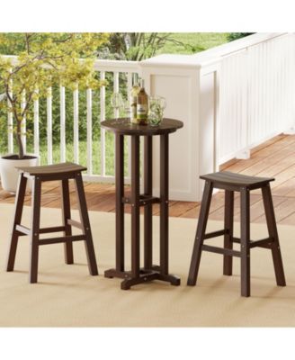 Inch Round Patio Bar Height Table with Slatted Top